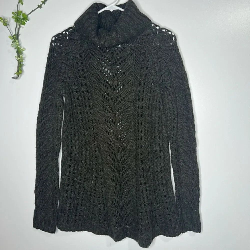 Sleeping on Snow Anthropologie Green Cowl Neck Knit Sweater